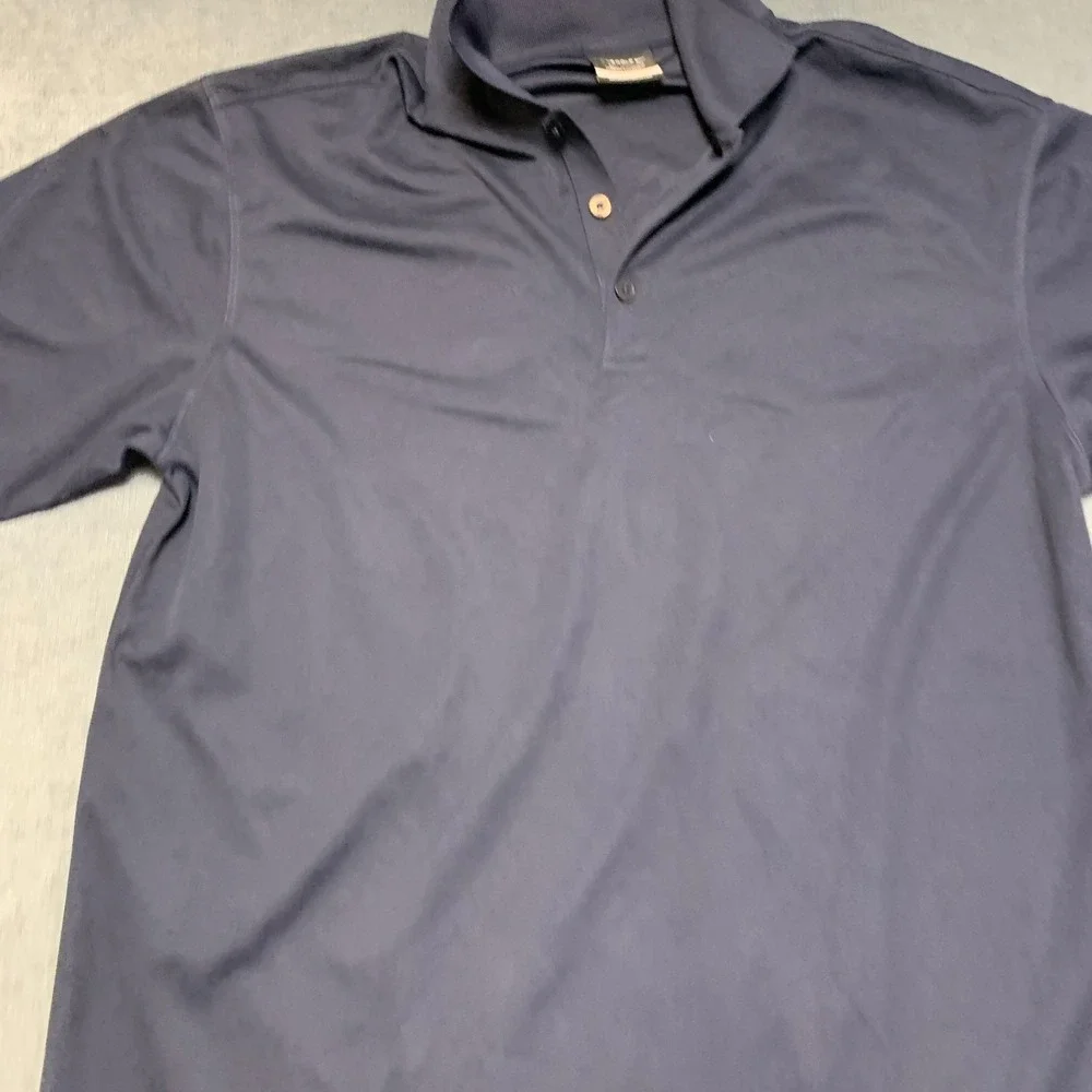 Nike Dri-Fit Polo Shirt Mens Medium Navy Blue Logo Short Sleeve Golf Performance